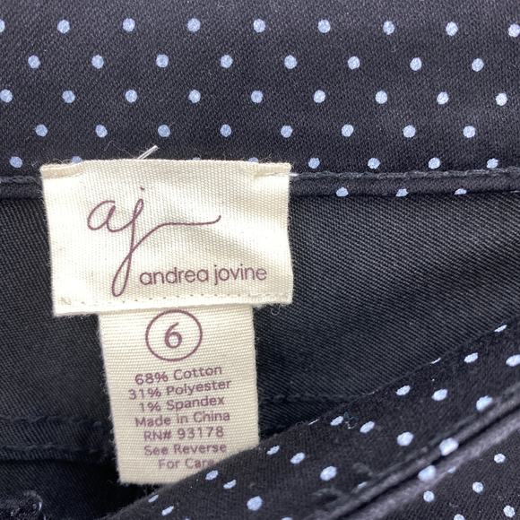 ANDREA JOVINE Size 6 Polka Dot Black White Stretch Ankle Cropped Jean Pants - Picture 2 of 8